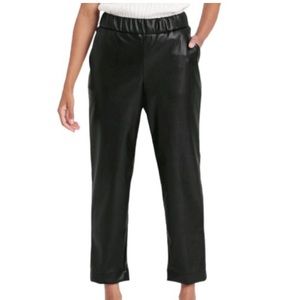 Women's High-Rise Faux Leather Tapered Ankle Pull-On Pants